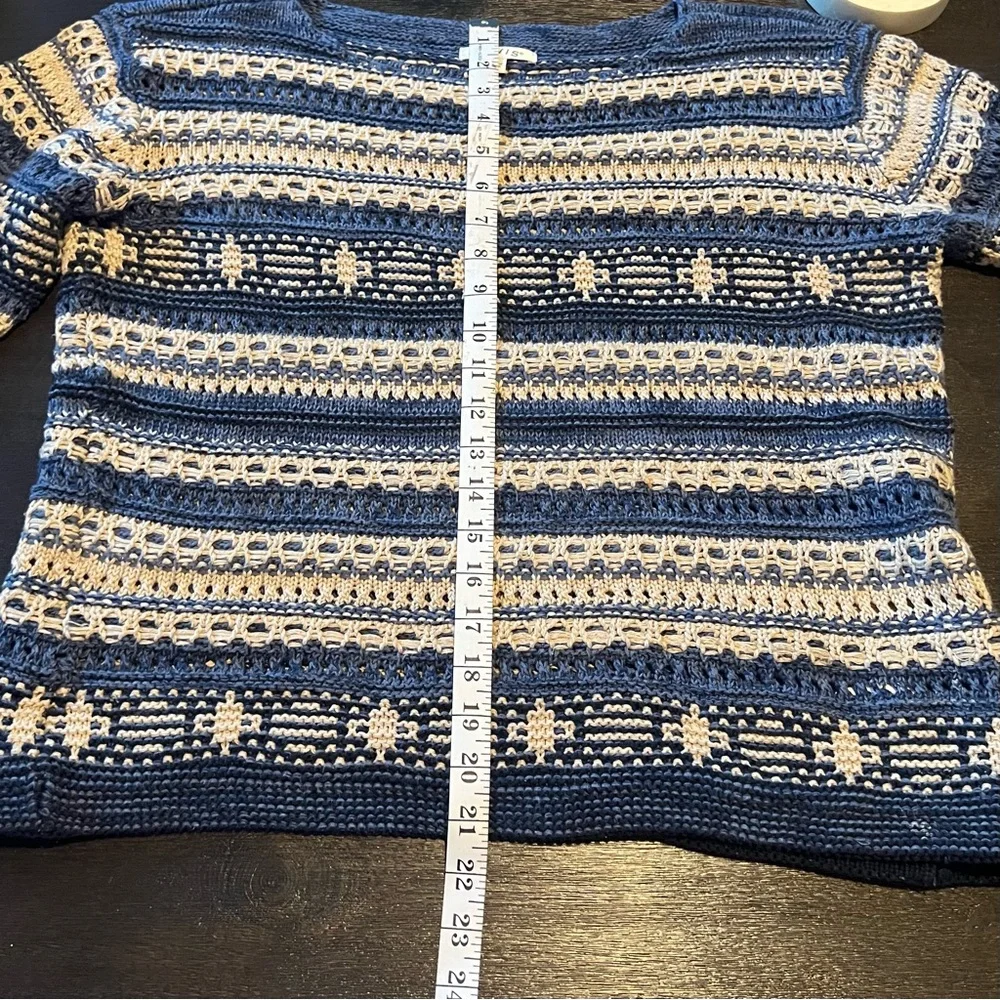 Orvis Women’s Striped Blue & Cream Sweater Sz M Eclectic Grandpa Cabincore Cozy - Picture 8 of 12